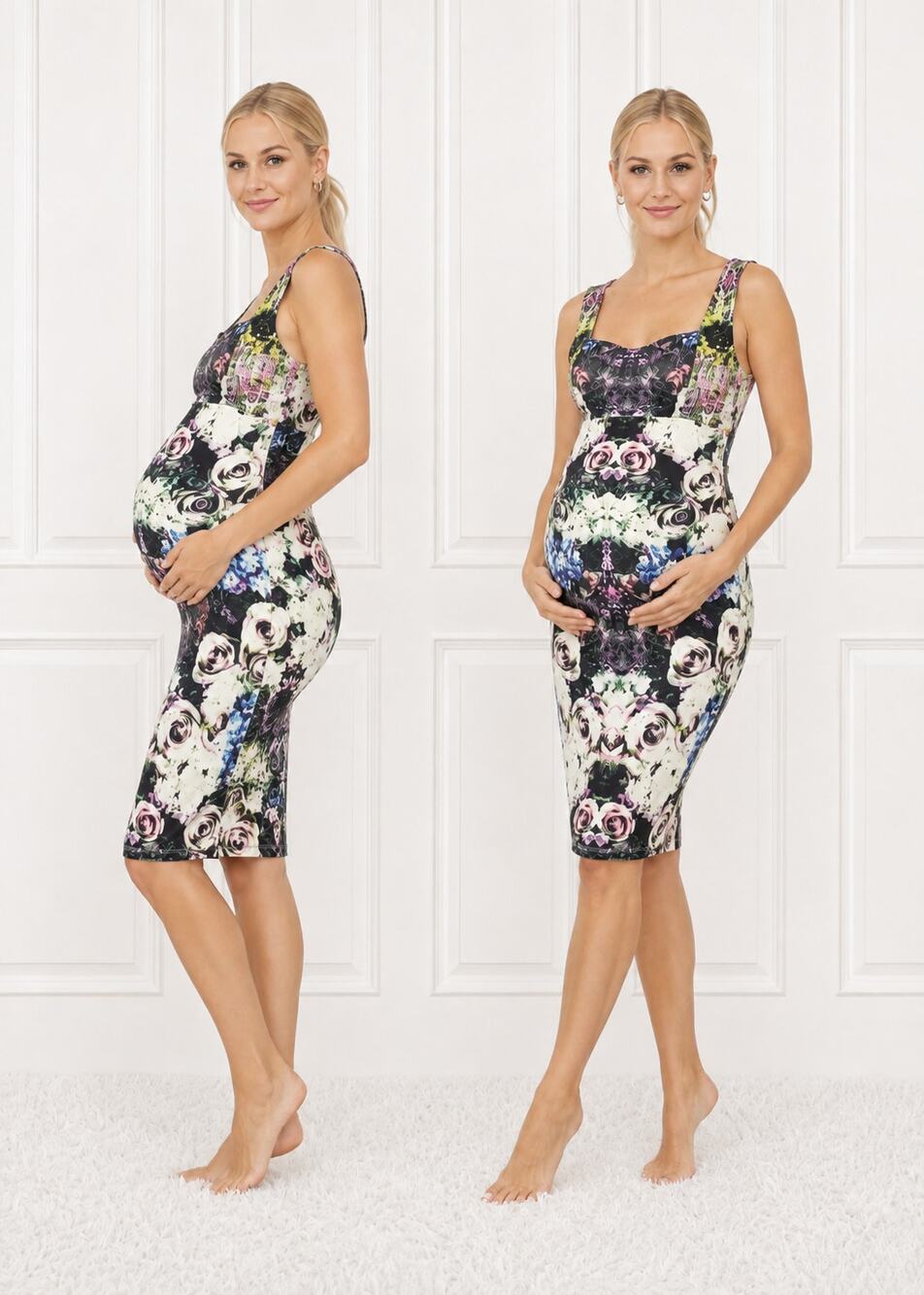 ASOS Maternity Floral Scuba Bodycon Midi Dress